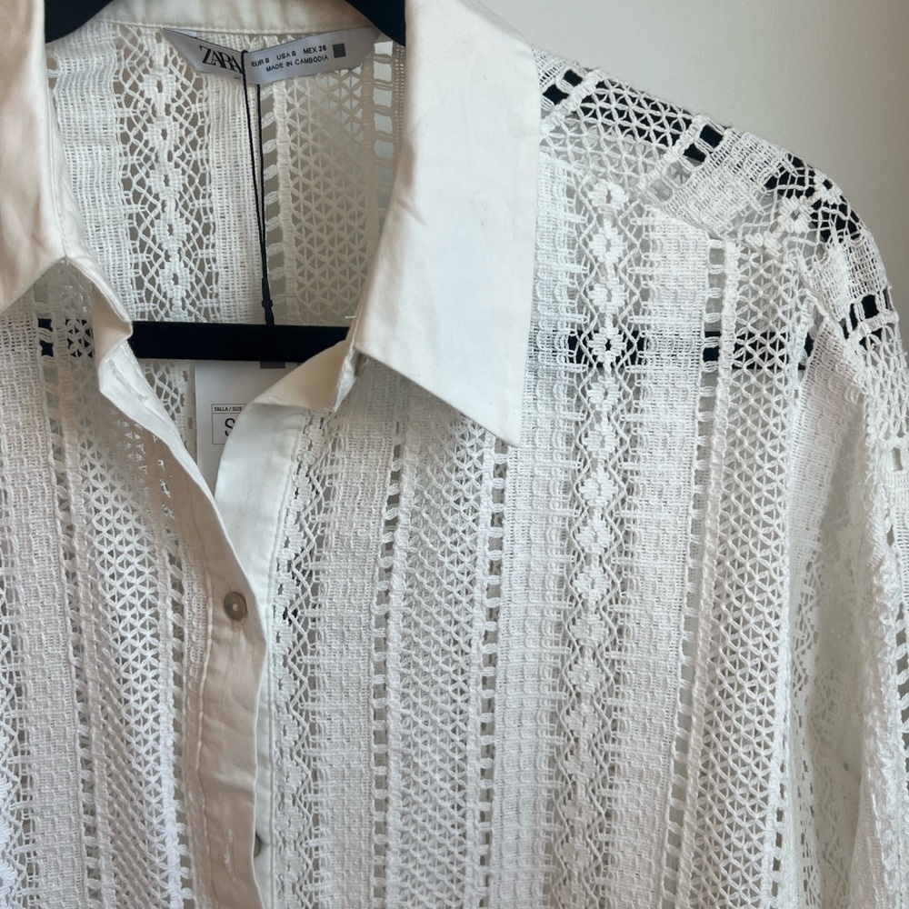 Zara Women's White Lace Blouse
